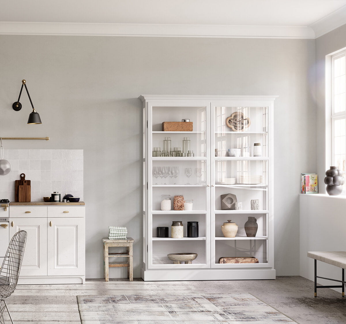 Lindebjerg Design Classic V1 white display cabinet